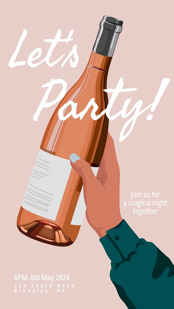 Let's party Instagram story template, editable text