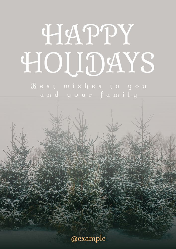 Happy holidays poster template, editable text and design