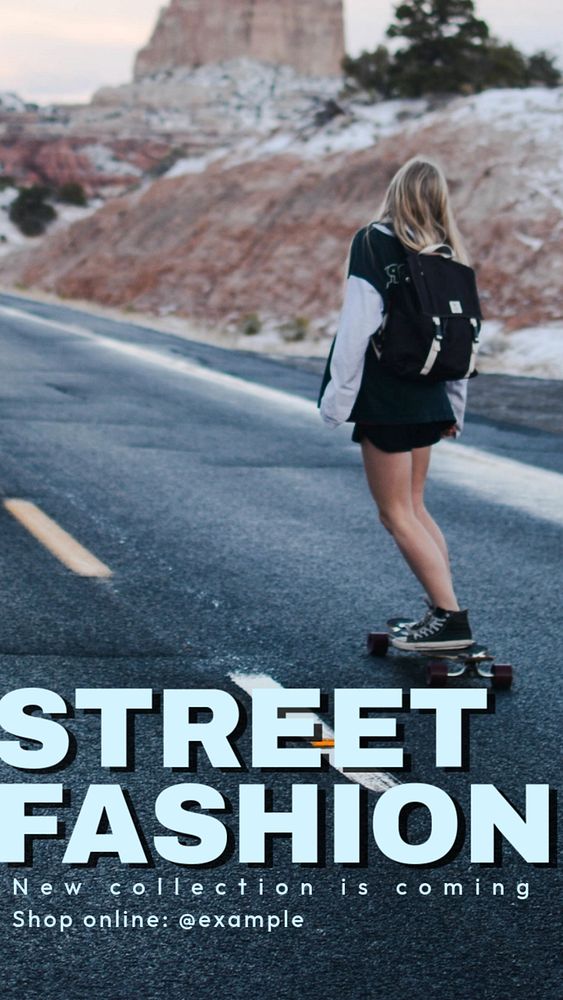 Street fashion Instagram story template, editable text