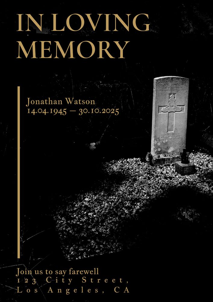 In loving memory poster template, editable text and design