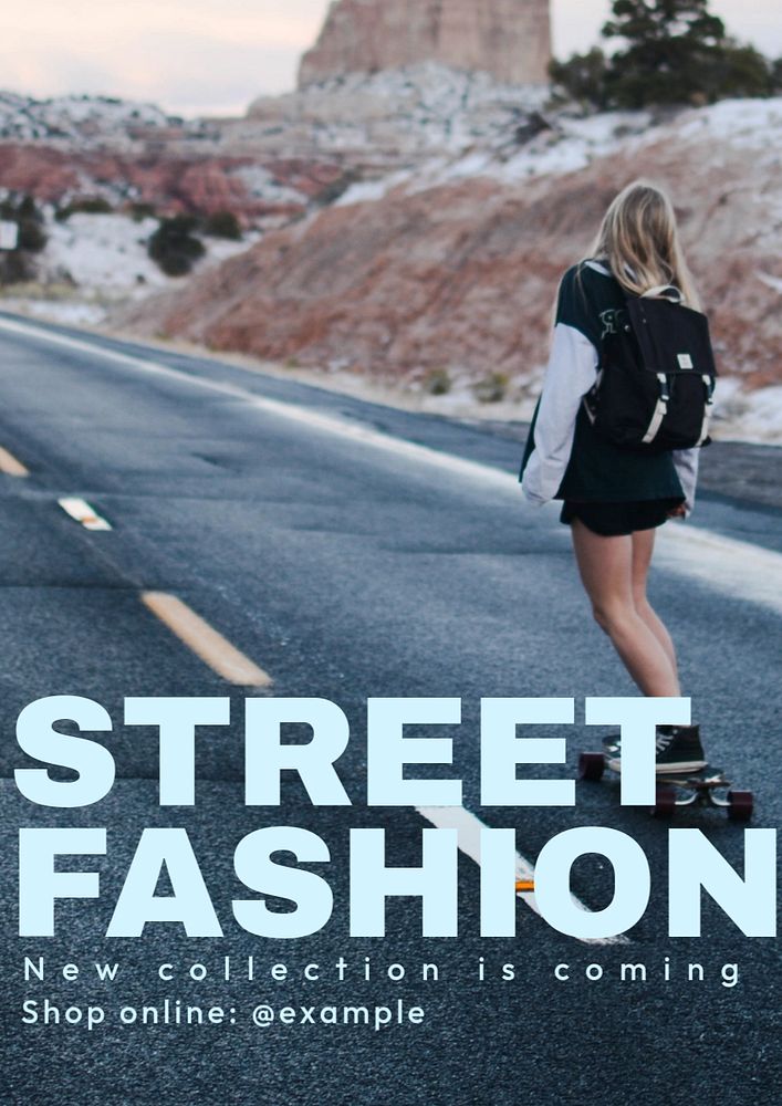 Street fashion poster template, editable text and design