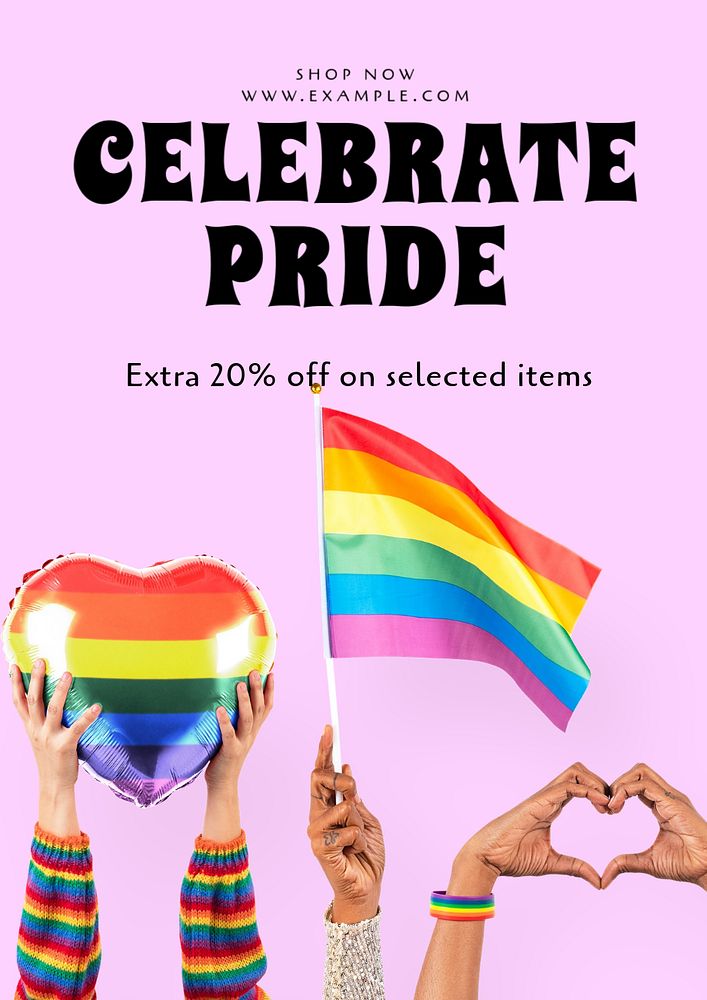 Celebrate pride  poster template, editable text and design