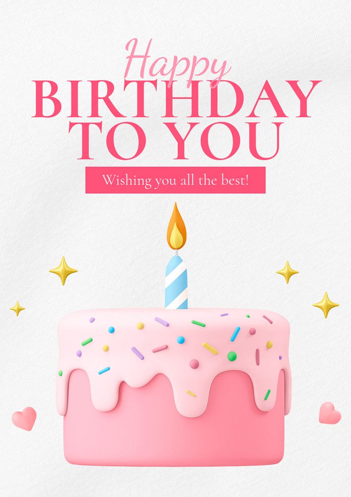 Happy birthday poster template, editable text & design