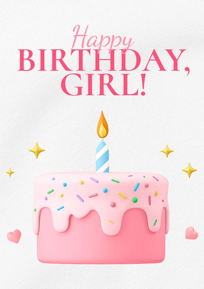 Birthday girl poster template, editable text & design