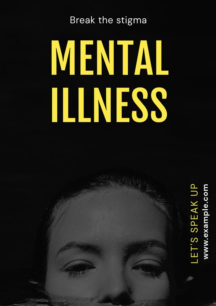 Mental illness poster template, editable text and design