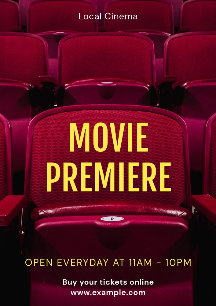 Movie premiere poster template, editable text and design