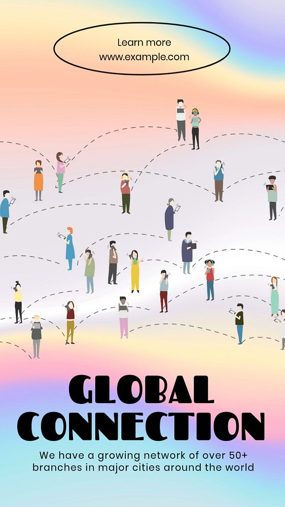 Global connection  Instagram story template, editable text