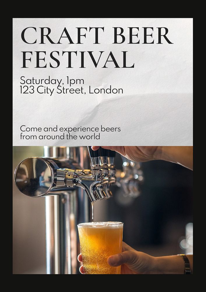 Craft beer festival  poster template, editable text and design