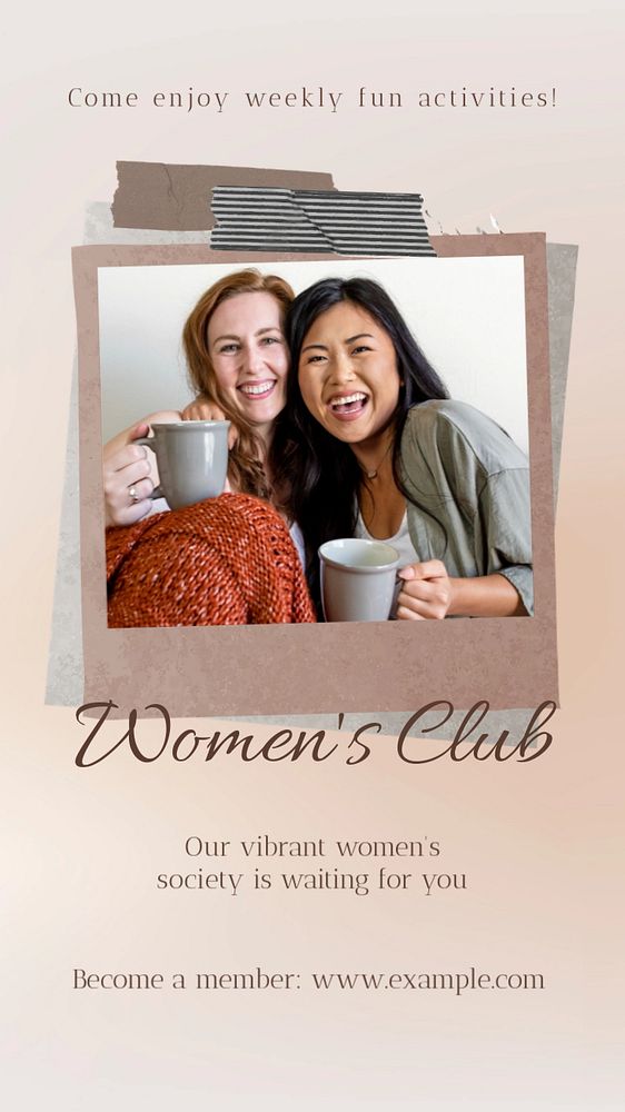 Women's club  Instagram story template, editable text