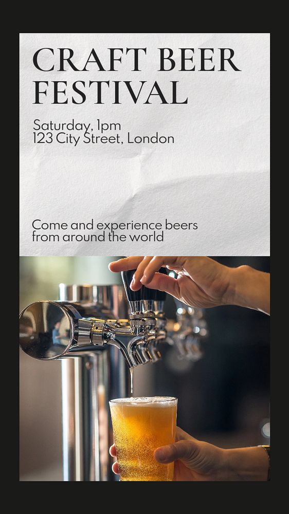 Craft beer festival  Instagram story template, editable text