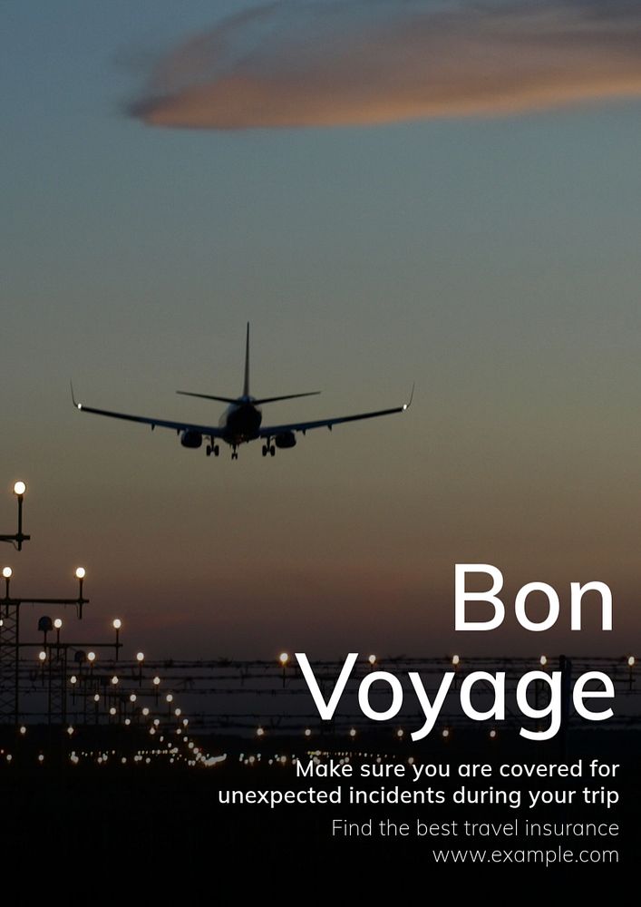 Bon voyage poster template, editable text and design