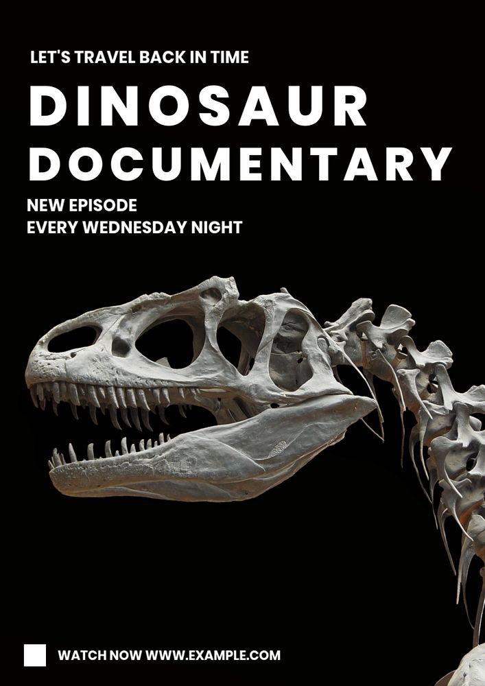 Dinosaur documentary poster template, editable text and design