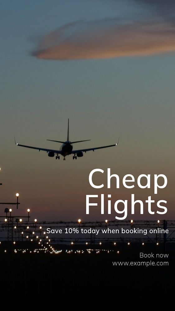 Cheap flights Instagram story template, editable text