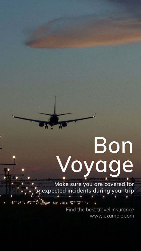 Bon voyage Instagram story template, editable text