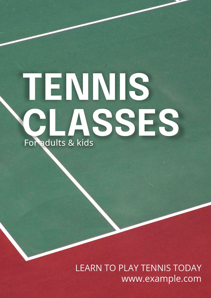 Tennis classes poster template, editable text and design