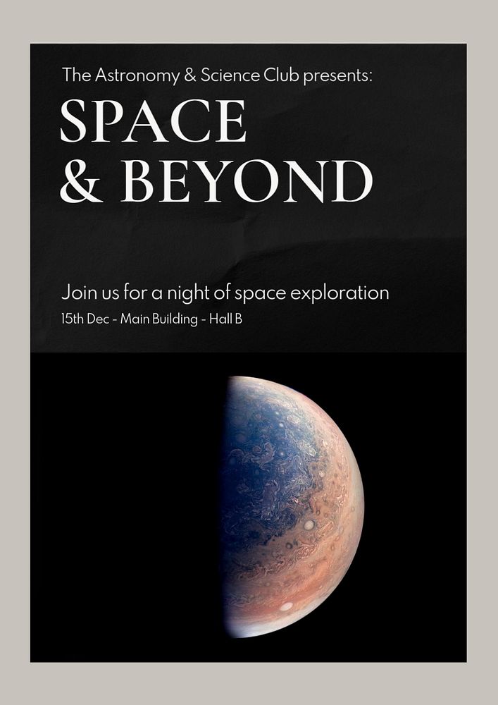 Space exploration  poster template, editable text and design