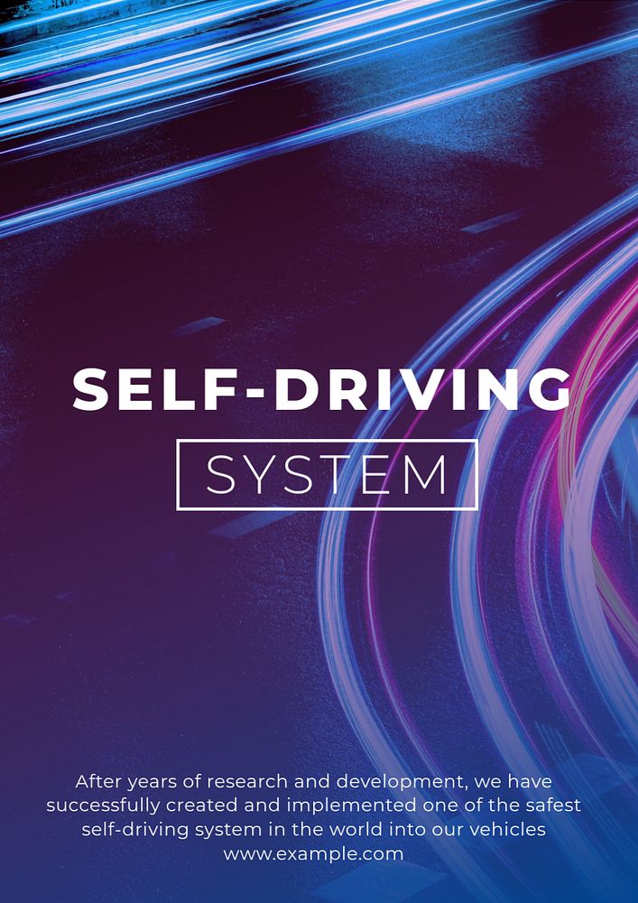 Self-driving system poster template, editable text and design