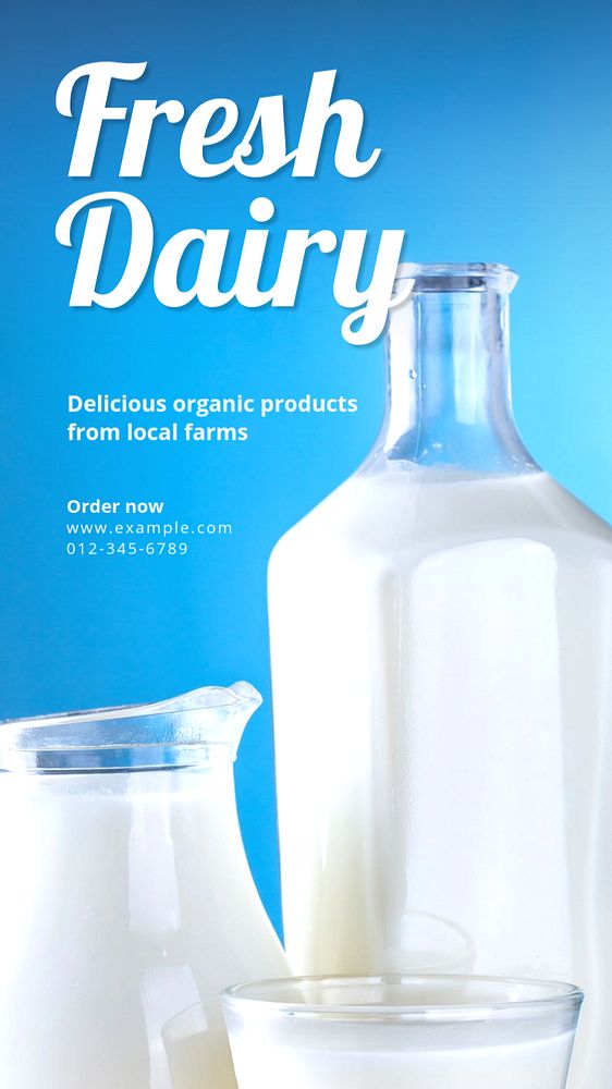 Fresh dairy products Instagram story template, editable text