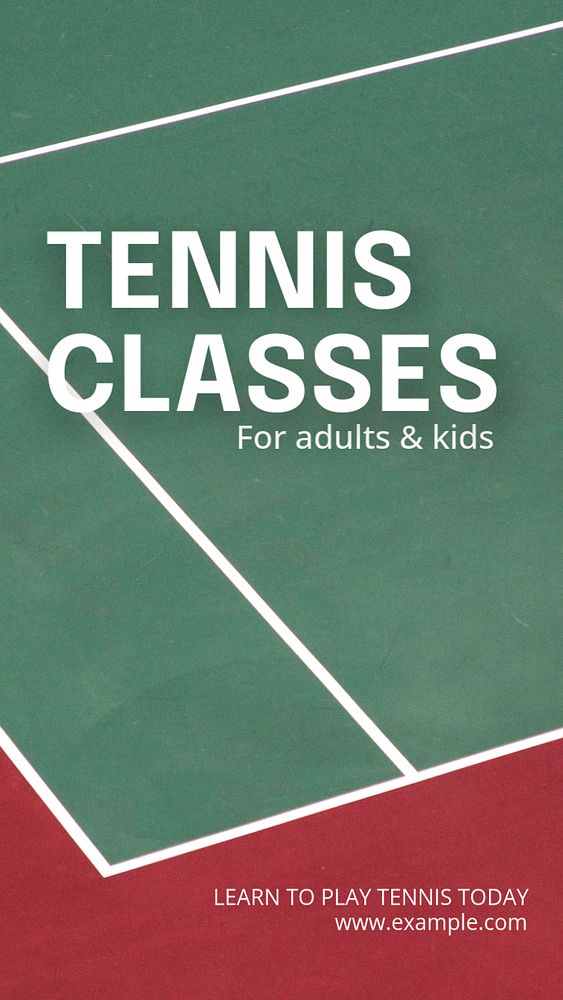 Tennis classes Instagram story template, editable text