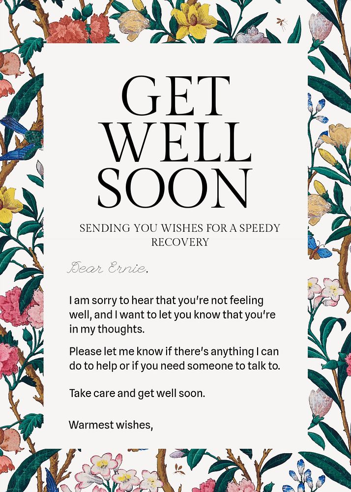 Get well soon template, editable design