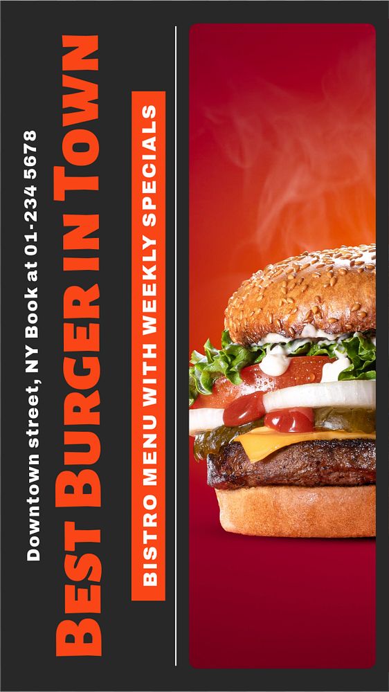 Burger shop Facebook story template, editable design