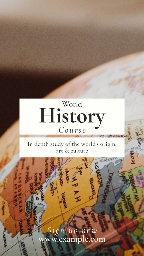 History course  Instagram story template, editable text