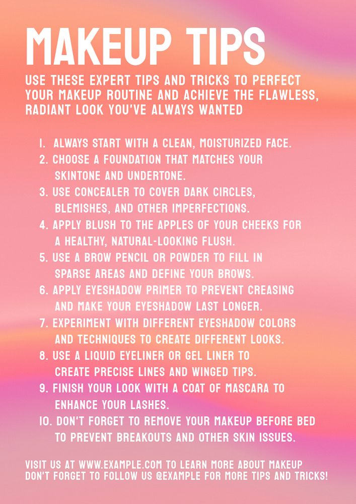 Makeup tips poster template, editable text & design