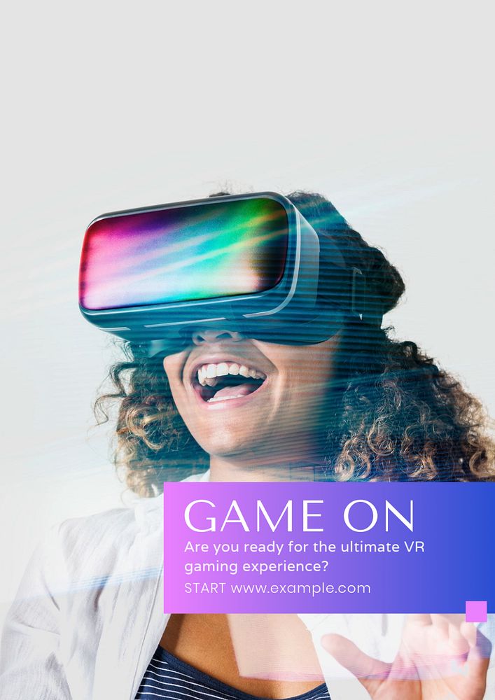 VR gaming poster template, editable text and design