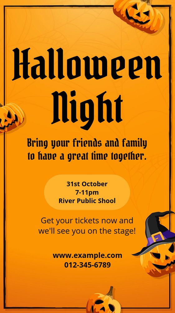 Halloween night Instagram story template, editable text