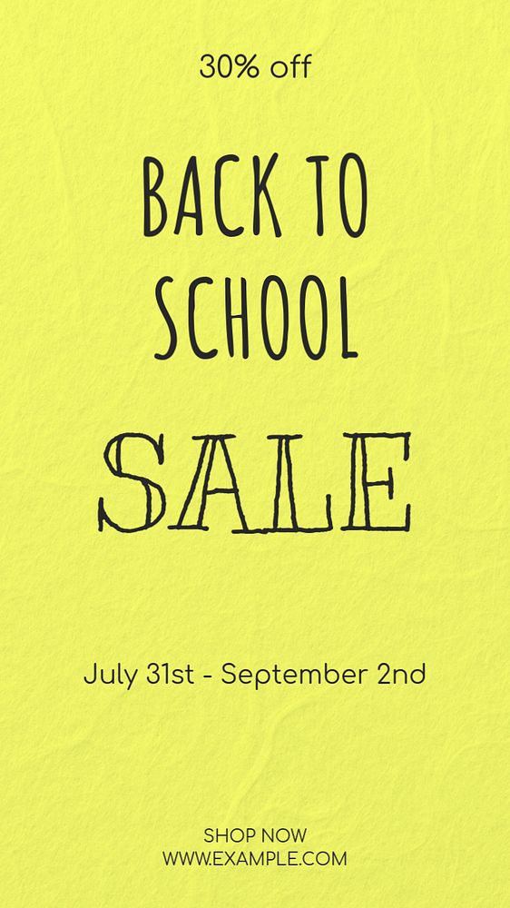 Back to school sale Instagram story template, editable text