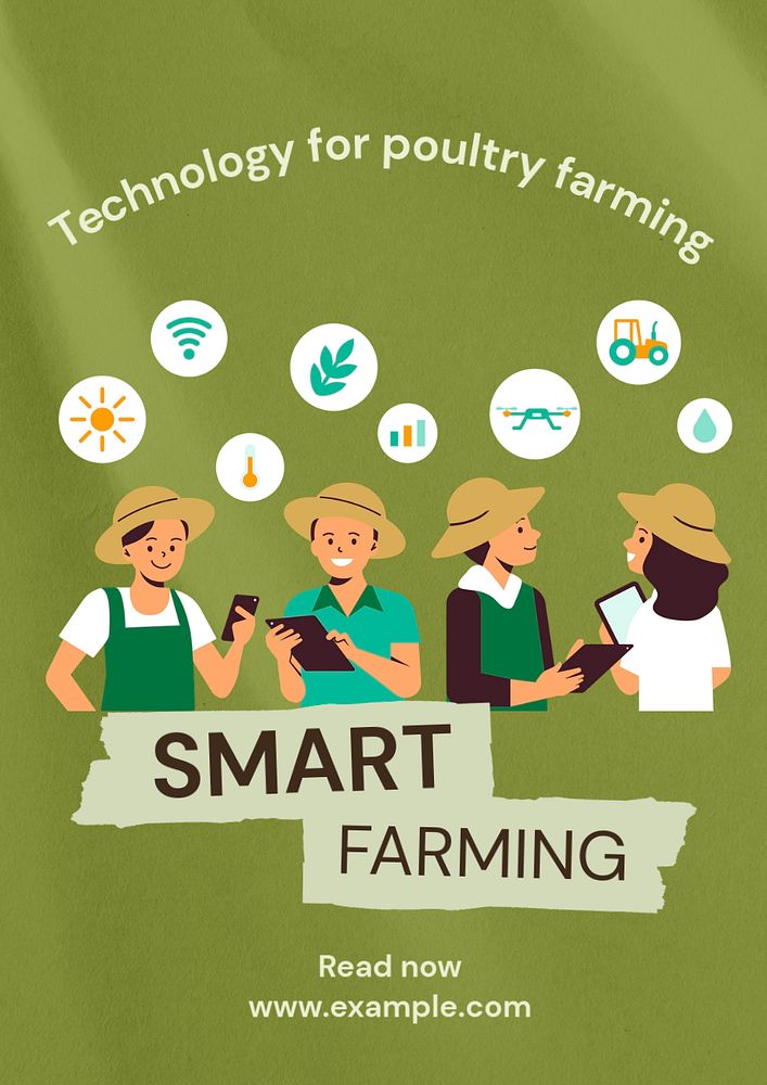 Smart farming  poster template, editable text and design