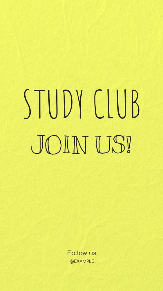 Study club Instagram story template, editable text