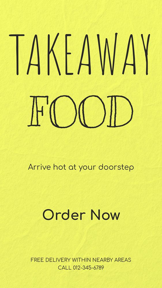 Takeaway food Instagram story template, editable text