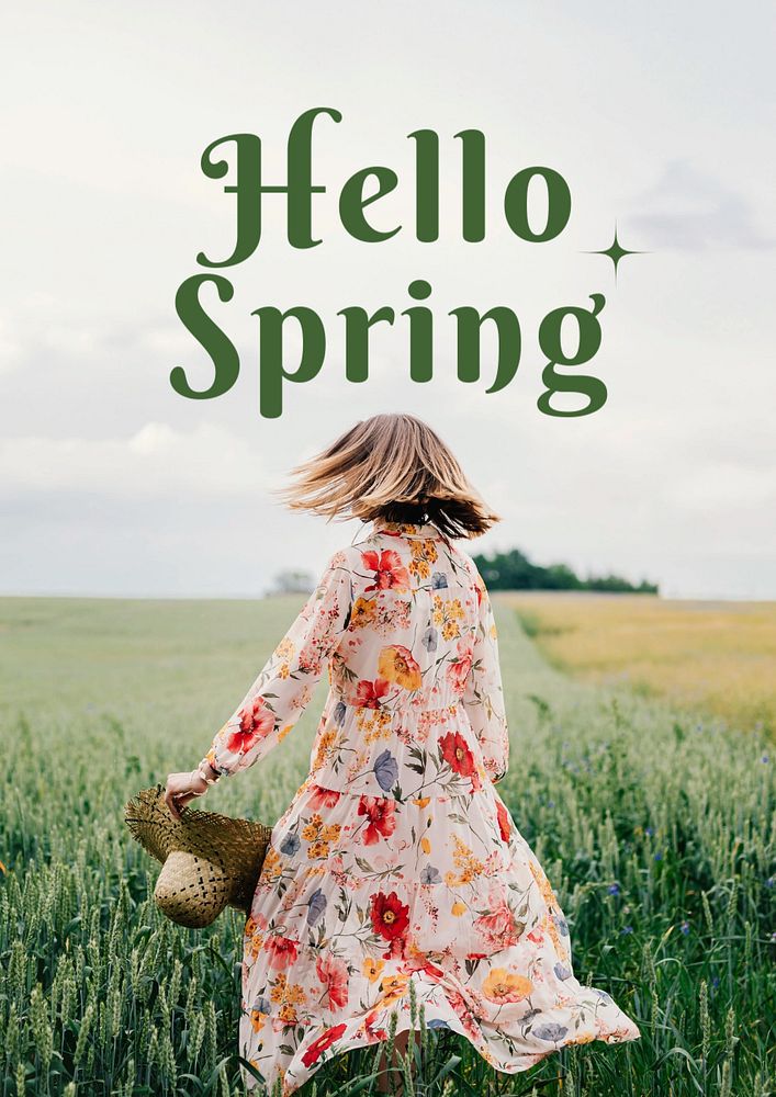 Hello poster template, editable text & design