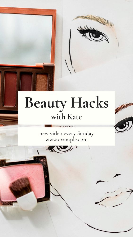 Beauty hacks social story template, editable Instagram design 