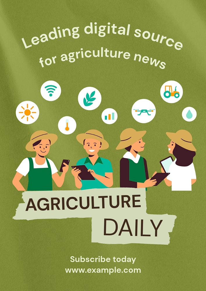 Agriculture daily  poster template, editable text and design