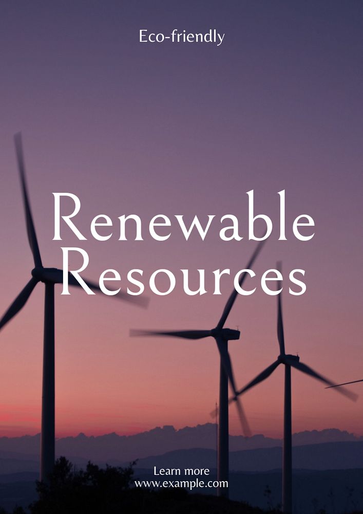 Renewable resources poster template, editable text and design