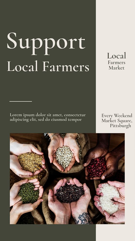 Support local farmers  Instagram story template, editable text