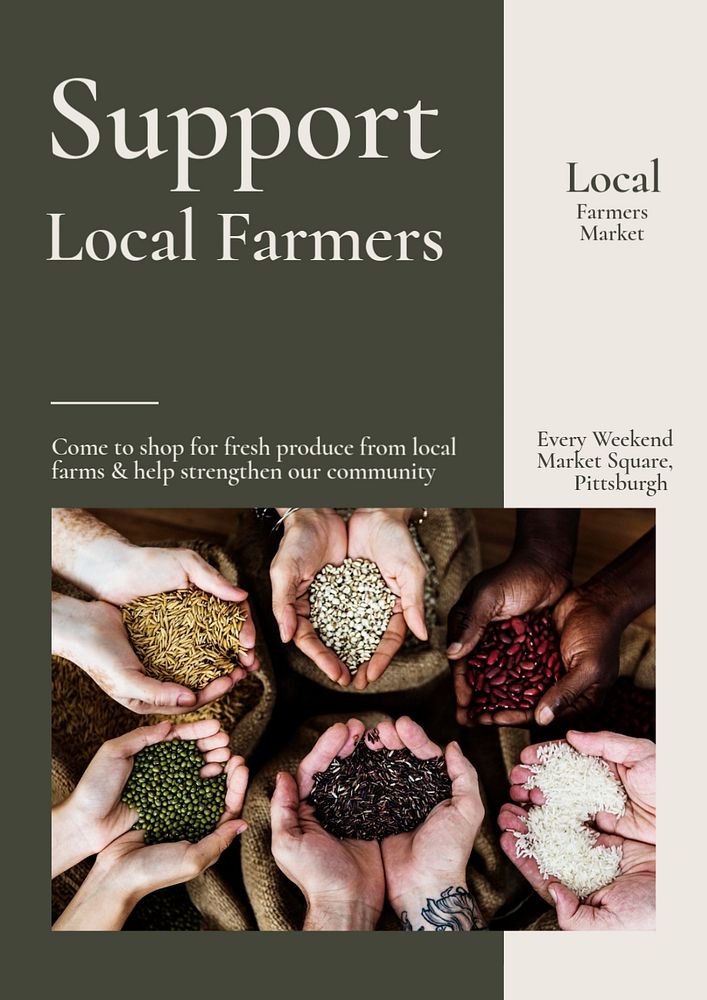 Support local farmers  poster template, editable text and design