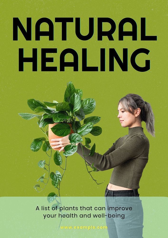 Natural healing  poster template, editable text and design