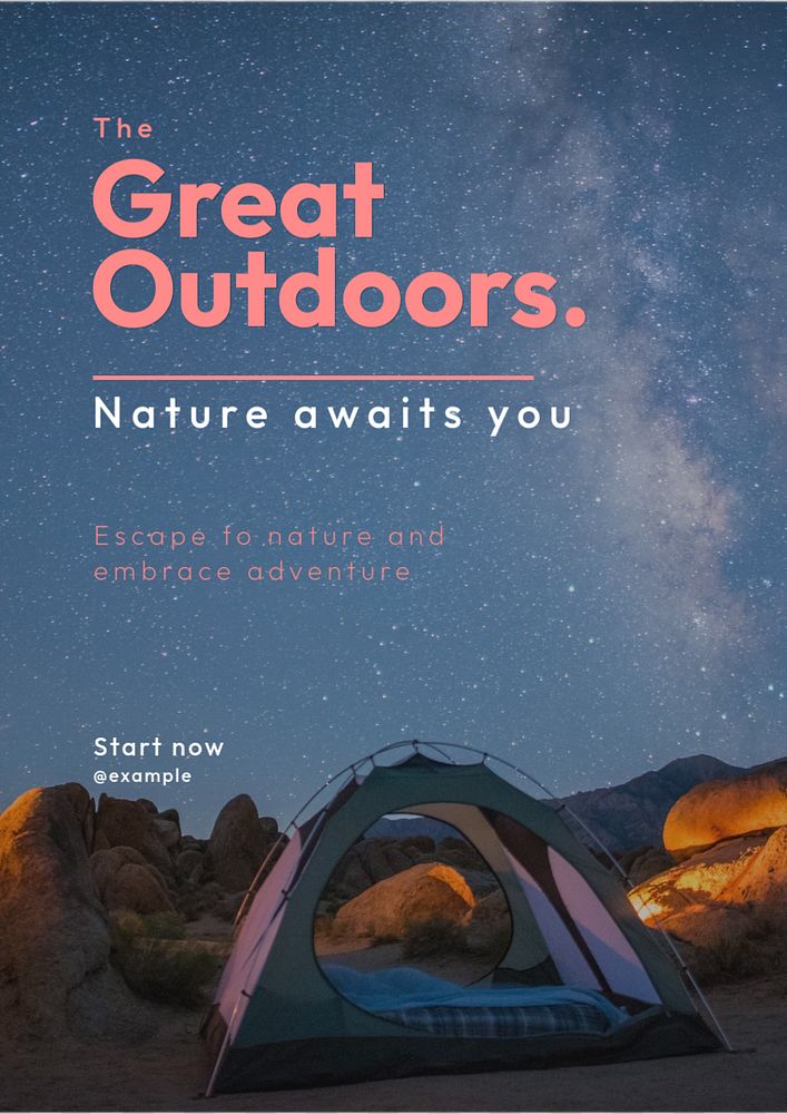 The great outdoors poster template, editable text and design