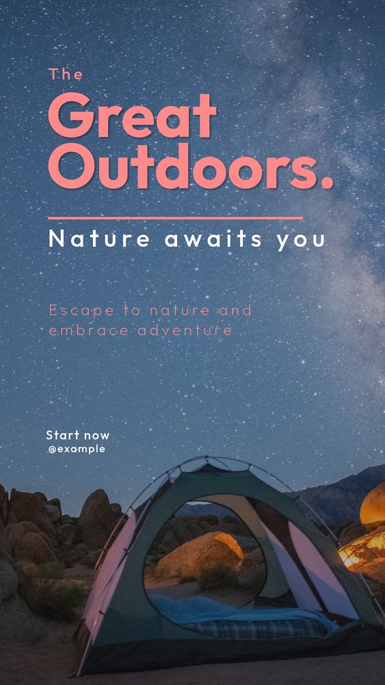 The great outdoors Instagram story template, editable text