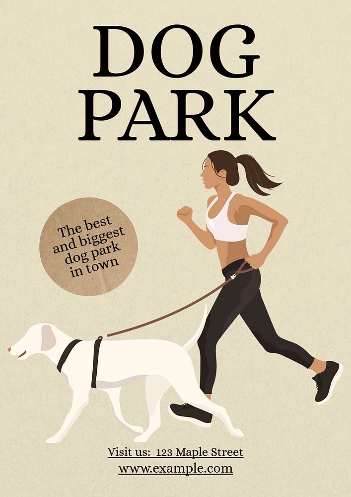 Dog park  poster template, editable text and design