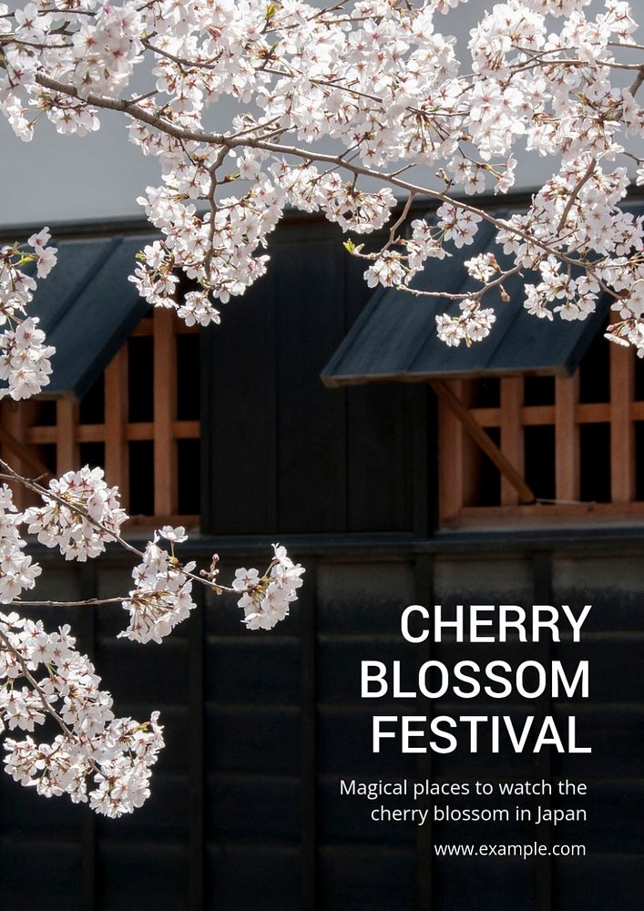 Cherry blossom festival poster template, editable text and design