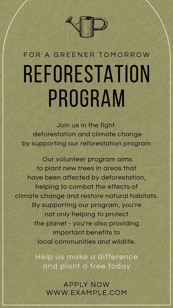 Reforestation program Instagram story template, editable text