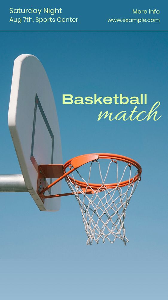 Basketball Match Instagram story template, editable text