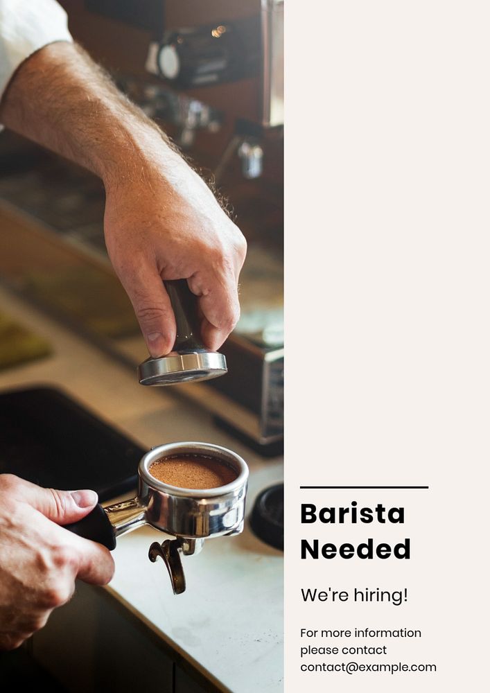 Barista needed poster template, editable text and design