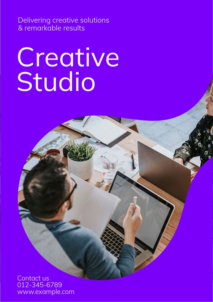 Creative agency studio poster template, editable text and design