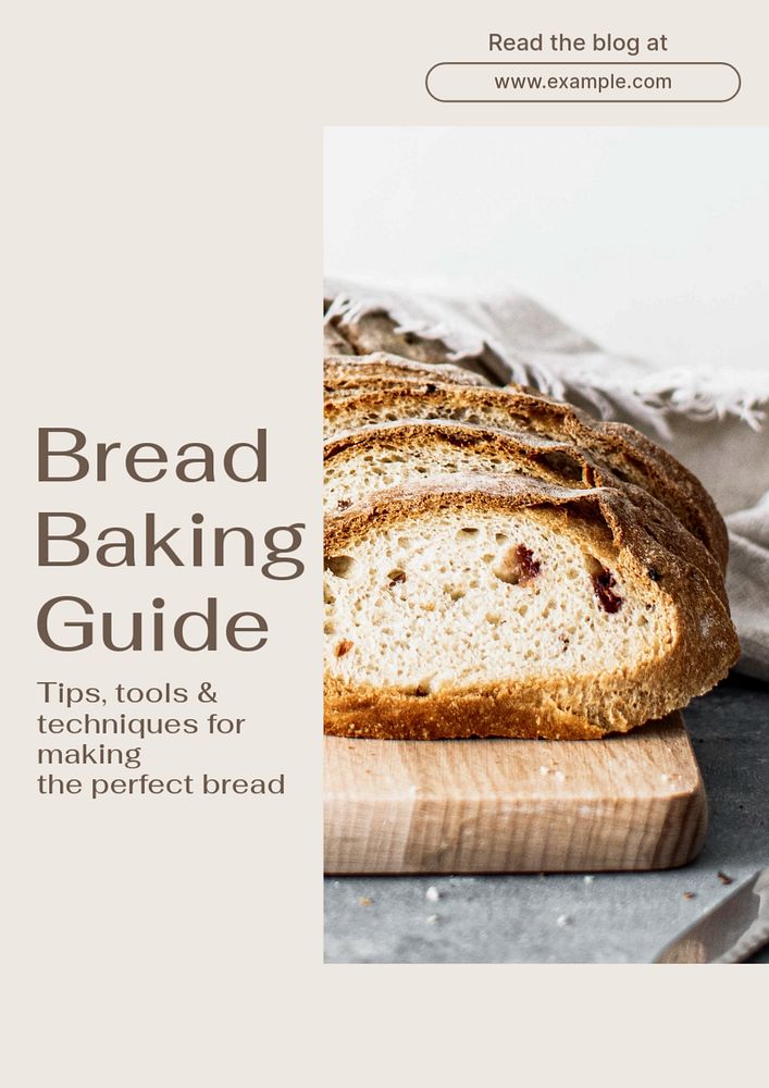 Bread baking guide poster template, editable text and design