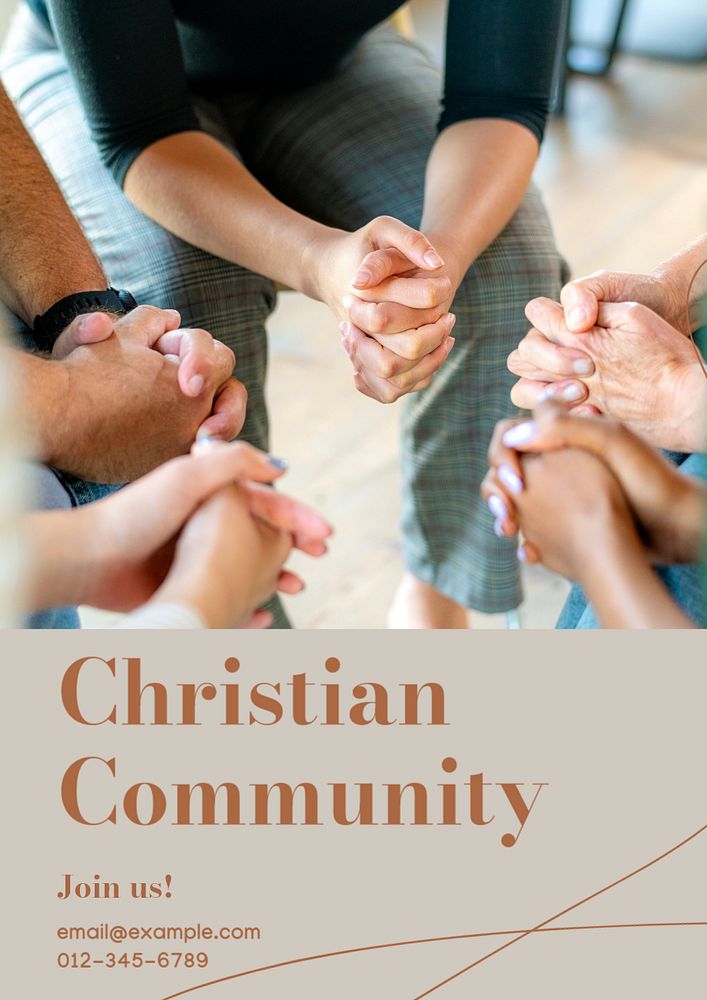 Christian community poster template, editable text and design